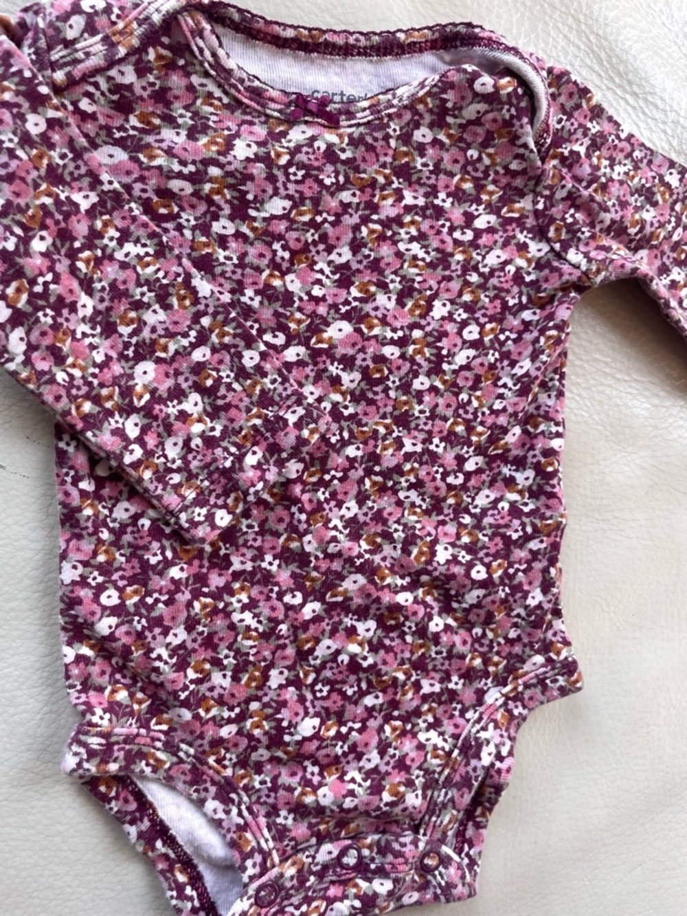10/$25💥Floral Pink Lilac Baby Girl Bodysuit Onesie, Long Sleeves, Scalloped Trim